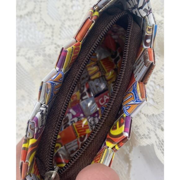 Nahui Ollin Candy Wrapper Purse Handbag Wristlet Zipper Various Candy Wrappers - Picture 4 of 4